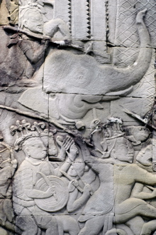 Cham Invasion Of Angkor As Depicted On Bayon Mural