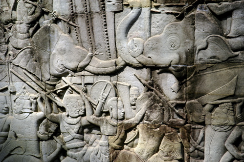 Cham Invasion Of Angkor As Depicted On Bayon Mural