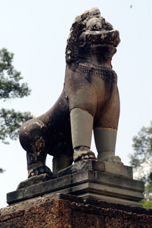 Khmer Temple Lion On Terrace of the Elephants, Angkor Thom